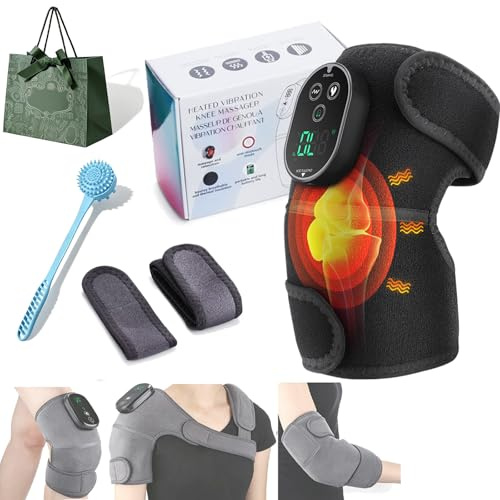 Rejuvacare - Masajeador de hombro de triple método, masajeador recargable de 5000 mAh con calor, calor y vibración ajustables de 3 niveles, almohadillas de calor para hombros y cuello, rodilla, brazo