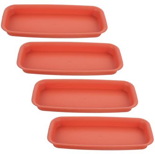 MAGICLULU Plateau Étanche et Anti-Fuite en Plastique Lot de 4 Soucoupes Rectangulaires pour Pots de Fleurs pour Balcon et Intérieur