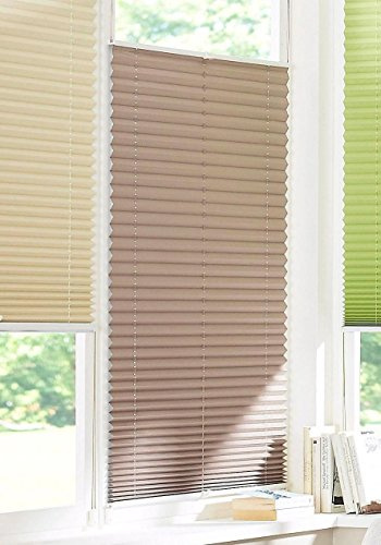 dahra Klemm Plissee Easyfix Plisseerollo Taupe ohne Bohren Crush Optik (70 cm)