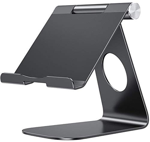 OMOTON Support de Tablette en Aluminium, réglable et Durable, Support de Bureau Compatible avec iPad 10.9/10.2, iPad Pro 13/12.9/11, iPad Air 6/5/Mini, Samsung Tablet et Plus Encore jusqu'à 13, Noir