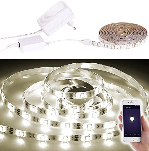 Luminea LED Glasbodenbeleuchtung: WLAN-LED-Streifen, 2m, warmweiß, Amazon Alexa & Google Assistant komp. (Strip 2 m, Streifen Alexa kompatibel, Schrankleuchte)