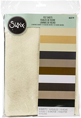 Sizzix Surfacez Filzblätter, 10 Stück (10 neutrale Farben)