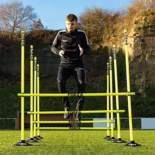 FORZA Adjustable Height Outdoor Hurdle Set 4ft & 5ft | Sports Exercise Equipment | Football Training Equipment | Speed & Agility Training Kit for Men, Women & Kids (4ft, With Rubber Base)
