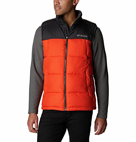 Columbia Men's Pike Lake Vest, Puffer Vest Body Warmer, Red Quartz/Shark, Size S