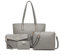 Miss Lulu Handtaschen für Damen, 4 Stück, Handtasche und Umhängetasche für Damen, Handgelenktasche aus Kunstleder, Grau, 2 – Grau, M, Zeitgenössisch