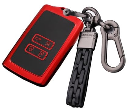 ontto Autoschlüssel Hülle Passt für Renault Kadjar Grand Scenic Clio Megane Koleos Dacia Espace Duster 2 2016-2019 Fernbedienung Cover TPU Schlüsselhülle Etui Schlüsselanhänger Schlüssel Schutz-Rot