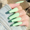 Yheakne Extra Long Coffin Press on Nails Ballerina Fake Nails Matte Clip on Nails Punk Luxury Press Nails Art Full Cover Acrylic Artificial False Nails for Women and Girls 24Pcs (Matte light green)