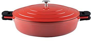 Kelomat, 3545-385, Keramik Schmorpfanne RED INDUKTION, 28 cm Durchmesser, 60.5 x 34.5 x 21 cm, Aluminiumguss, ThermoStahlboden, für Herd und Backofen