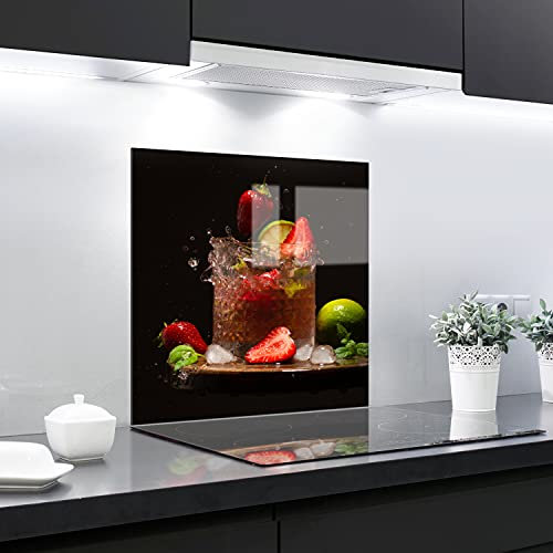 Crédence en verre trempé résistant à la chaleur - 60 x 65 cm - 4 mm d'épaisseur - Idéal derrière les cuisinières à gaz, en céramique et à induction - Facile à nettoyer