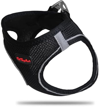PetTagArt Air Mesh Step-In Hundegeschirr, Hundegeschirr Air Mesh extra leicht & weich in verschiedenen Größen (S, Schwarz)