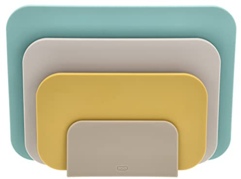 Rosti Choptima Schneidebrett Set mit Halter/Ständer, Küchenbrett, Brotschneidebrett & Servierbrett, 3er-Set, Hygienisch, Spülmaschinenfest, aus Kunststoff, Ocean