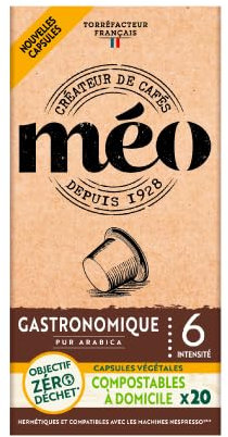 Café Méo Capsule Gastronomique Home Compost - Pack de 100 Capsules (5x20) - compatibles avec les machine à capsules standards