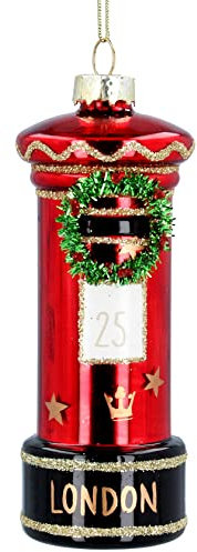 Gisela Graham London Glass Post Box Hanging Decoration