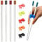Chopsticks and Chop Stick Helpers 5 Pairs Set, Plastic Hinges Connector Training for Kids, Adults, Beginner, Trainers or Learner, Non-Slip Reusable and Replaceable, Dishwasher Safe (Bubble Fish)