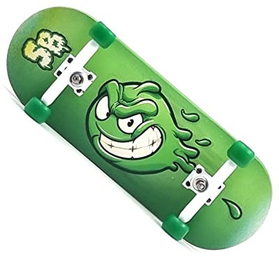 SPITBOARDS 34mm x 96mm Pro Fingerboard Set-Up (Complete) | Real Wood Deck | Pro Trucks with Lock-Nuts and Pro Bushings | Polyurethane Pro Wheels with Bearings | Slimeball (Green Version)