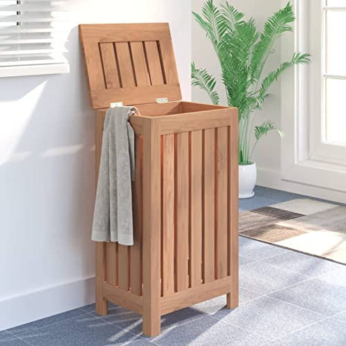 Tidyard Wäschekorb Wäschebox Wäschesammler Wäschetruhe Wäschetonne Wäschebehälter Wäsche Sammler Truhe Box Tonne Badezimmer Massivholz Teak 35x25x60 cm