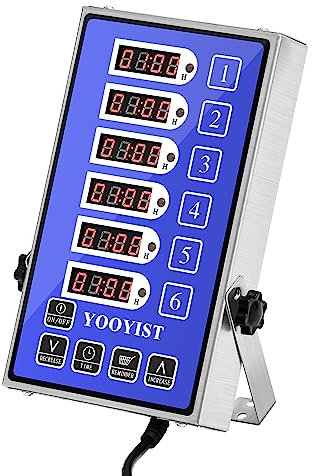 YOOYIST Temporizador de Cocina Profesional Digital 6 Canales para Restaurante Super Alto Programable Acero Inoxidable para Freidora Panadería Cafetería Cocina Industrial