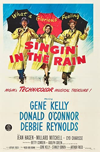 Singin in the rain A2 Poster on Canvas - Filmkunstposter in verschiedenen Größen für Wohn- oder Schlafzimmerideen. Randlose Kultfilmbilder, klassische ikonische 70er, 80er, 90er Jahre, Vintage-Retro-