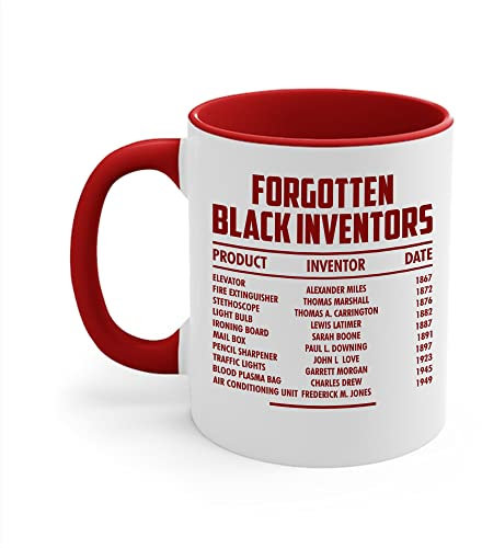 Zaman Hassan History Of Black Inventors Black History Month Coffee Mug For African American Men Women (11oz, White - Red)