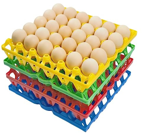 George Garden 8-Pack Plastic Egg Tray Egg Crates 30-Egg Flats for Home Chicken Farmers, Stackable Egg Cartons Hold Multiple Eggs, Great for Storing, Sorting, and Shipping Eggs, Durable and Reusable