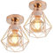 TOKIUS 2 packs Plafonniers E27 Industrielles Lustres Suspensions Vintages luminaires Plafonniers Salon Rétro Design Métal Cage Ø160mm éclairage de plafond Cuisine,Cuivré (2pcs)