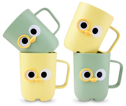 QLFJ-FurDec 4Pcs Cute Cartoon Bathroom Toothbrush Cup, Unbreakable Tumbler