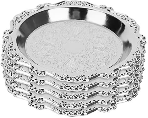 BESTonZON 6 Stück Vintage Metall Snacktabletts 10cm Obst Und Nussteller Für Party Und Haushalt Mit Bordüre