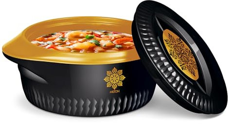 Milton Royal 3500 Insulated Inner Stainless Steel Casserole, 3.4 Litres, Black Gold | BPA Free | Food Grade | Easy to Carry | Easy to Store | Ideal For Chapatti | Roti | Curd Maker