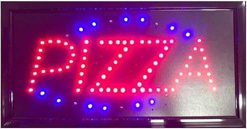 Tableau de plainte panneau d'affichage LED avec inscription Pizza 48 x 25 x 2,5 cm LED colorées clignotantes [Classe énergétique A]…
