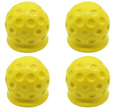 JNNJ 4 Pezzi Tappo Gancio Traino Rimorchio Copertura a Sfera, Copri Palla Gancio Auto, Plastica Tappo di Protezione Gancio Traino Rimorchio, per Camion Collettori Semirimorchi Autovetture(Giallo)