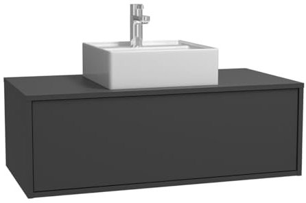 Vente-unique - Waschbeckenunterschrank hängend mit Einzelwaschbecken - Anthrazitgrau - 94 cm - TEANA II