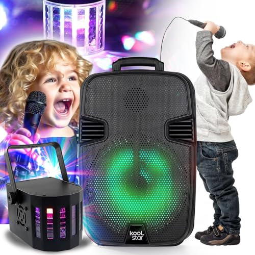 Mini Enceinte pour Enfant Amplifié Mobile Karaoke KoolStar 100W, USB Bluetooth, Micro - LED RVB, Jeu de lumière à LED en Cadeau