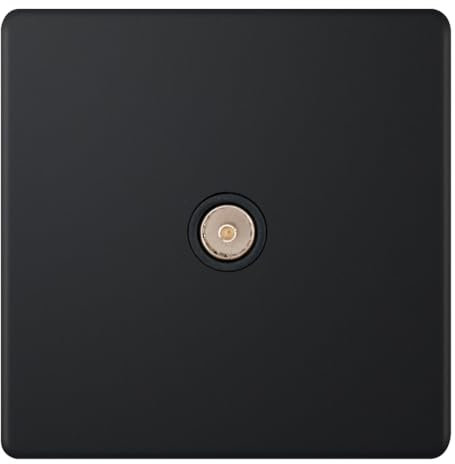 Selectric 5M-Plus Screwless Matt Black 1 Gang TV/FM ﻿Coaxial/Aerial Socket