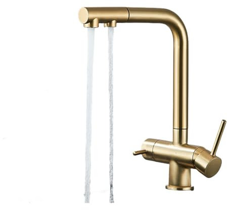 Negro filtrado para cocina extraíble 360 rotación filtro de agua grifo doble agua potable grifo fregadero mezclador, A, cepillo dorado, 1