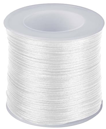 Nylonschnur 55 m x 1,5 mm Weiß Geflochtene Schnur Nylon Schmuckband Unelastische Nylonfaden Reißfest Schnur Satin für Halskette Armbänder Chinesischer Knoten Handwerk Schmuckherstellun