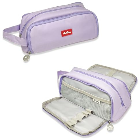 NEWUPZSI Federmäppchen lila 3 Fach Große Federtaschen Teenager Mädchen Mäppchen Etui Stifte Kapazität Pencil Case für Schule
