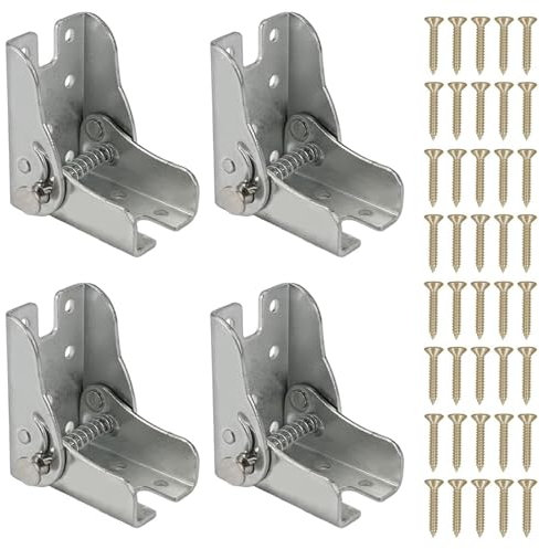 4 Pièces Supports Pieds Table Rabattable Charnière, Charnières Autobloquantes, Charnières de Pied de Table Pliantes, avec 40 Vis pour les Tables Pliantes, les Pieds de Table et les Pieds de Lit