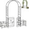 COSTWAY Garden Arch with Gate and Planter Boxes, 2.2M Metal Pergola Arbor Trellis for Climbing Plant Rose Vines, Plants Support Archway for Lawn Backyard Party Wedding