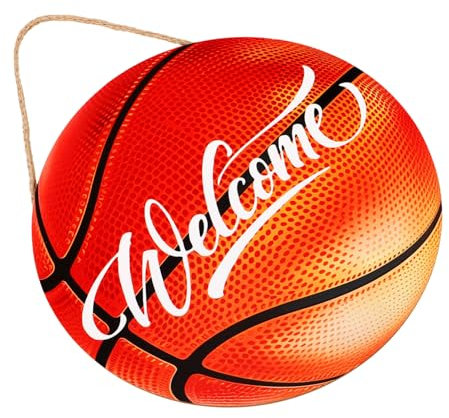 Cabilock Front Door Hanging Decor Wooden Welcome Sign Basketball Theme Home Decor