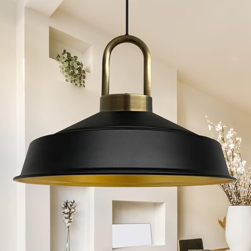 bamyum Asletl-Lock Hängelampe Industrial aus Metall Ø40 cm, Küchenlampe Vintage, Hängelampe Esstisch E27, Pendelleuchte Esstisch, Wohnzimmerlampe Hängend Vintage, Pendelleuchte Schwarz