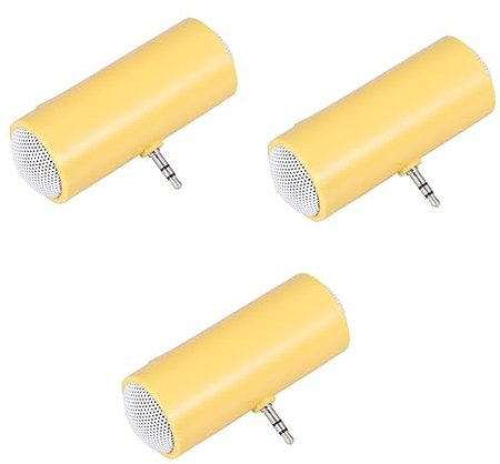 Hoement 3pcs Mini Portable Speaker for Phones and Tablets Lightweight Yellow Stereo Sound for Sharing Music Outdoors