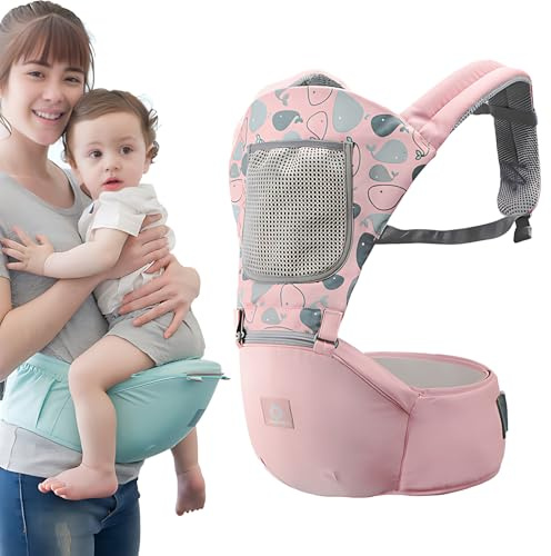 Babytrage, All-In-One Babytrage Mit Hüftsitz, Ergonomische Babytrage, Leicht＆Atmungsaktiv Baby Carrier Für 3-36 Monate, Bis 20 Kg, Pink