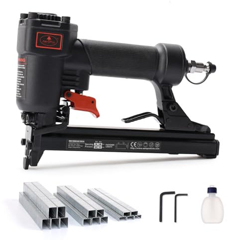 AEROPRO Tools T50JC 20 Gauge Crown Air Stapler Pneumatic Staple Gun with 1200pcs Staples, 1/4-Inch to 9/16-Inch Upholstery Stapler for Upholstering, Woodworking and DIY Projects