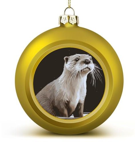 Otter Weihnachtskugel-Ornamente, 6,1 cm, bruchsicher, hängende Weihnachtskugeln für Weihnachtsbaumdekoration, goldene Weihnachtsbaumkugeln für Urlaub, Hochzeit, Party, 1 Stück
