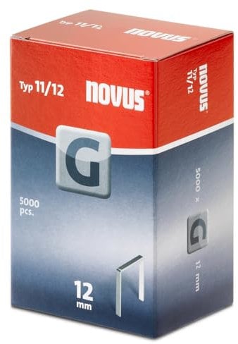 Novus Flachdrahtklammern für Hammertacker 12 mm, 5000 Klammern vom Typ G 11/12, Heftmittel aus verzinktem Stahldraht