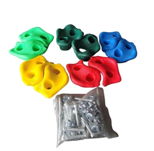 Felsklettern Holds 10 stücke Kunststoff Klettern Wand Hält Spiele Holz Wand Klettern Steine ​​Set Indoor Outdoor Spielplatz DIY Rock Stein Wand FüR Indoor Und Outdoor Kletterwand(Colorful 10pcs with s