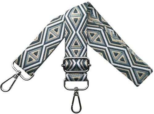 Verstellbarer Schultergurt für Taschen Taschengurte zum Wechseln, Umhängegurt für Taschen, Schulterriemen 3.8cm Breite mit Silber Karabiner Taschenband für Damen Handtaschen, Beige/Marine, M10