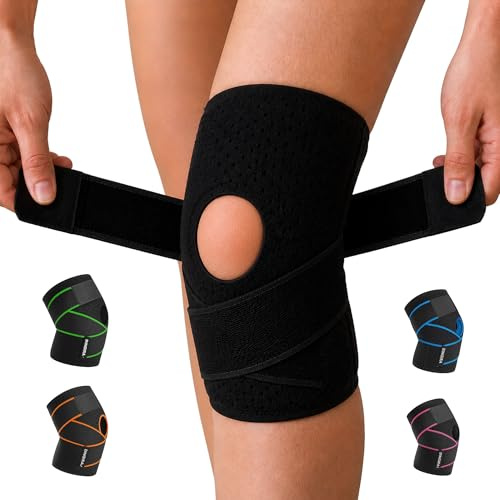 DINGIRA Kniebandage Damen & Männer – Atmungsaktive, orthopädische Bandage Knie bei Knieschmerz, Meniskusriss, Arthritis – Verstellbare Kniestütze, Knee Support & Brace, Kniebandagen