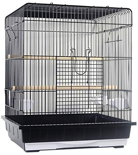 sjdoPulse Vogelkäfige Aus Schwarzem Eisen, Kanarienkäfige Mit Trennwänden, Vogelkäfig Für Haustiere Mit Futterbox, Stehstange, Schwarz B, Schwarz B