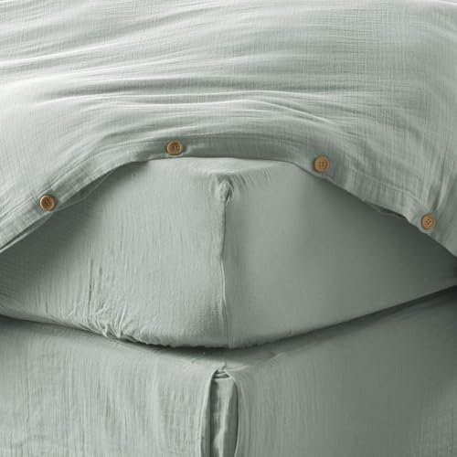 Drap Housse 200x200 cm Gaze de Coton Eucalyptus